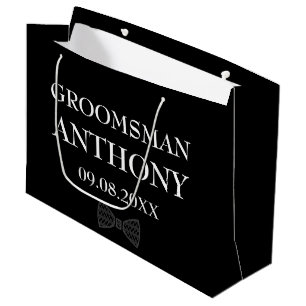 Groomsman Black Elegant Custom Name Gifts Wedding Large Gift Bag