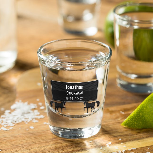 Groomsman Black Metallic Personalised Shot Glass (Creator Uploaded)