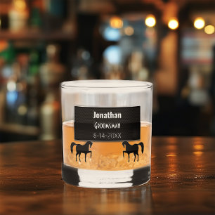 Groomsman Black Metallic Personalised Whiskey Glass