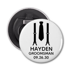 Groomsman Black Tie Bottle Opener