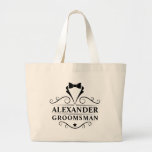 Groomsman Black Tie Large Tote Bag<br><div class="desc">Wedding Groomsman Black Tie Large Tote Bag or Favour Gift Bag</div>