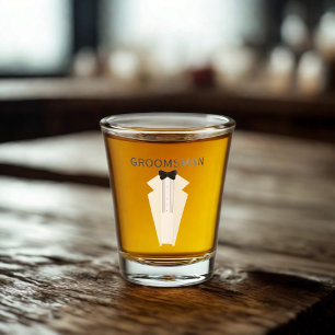 Groomsman Black Tie Tuxedo Wedding Shot Glass