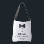 Groomsman Black Tie Wedding Swag Bag<br><div class="desc">These fun bags are designed as favors, gifts, or swag bags for wedding groomsmen. They feature an image of a black tie with three buttons and text that reads Groomsman with a space to enter his name as well as the wedding couple's names and wedding date. Great way to show...</div>