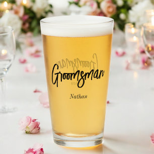 Groomsman Black White Wedding Glass Cup