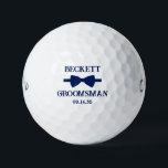 Groomsman Blue Bow Tie Golf Balls<br><div class="desc">These golf balls are a great favour for the groomsman in your wedding. They feature a blue bow tie with the groomsman's name above it in a modern CAP font and the word Groomsman along with the wedding date below. They'd be great for a bachelor party or weekend. The job...</div>