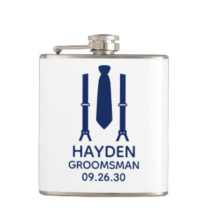 Groomsman Blue Tie Hip Flask
