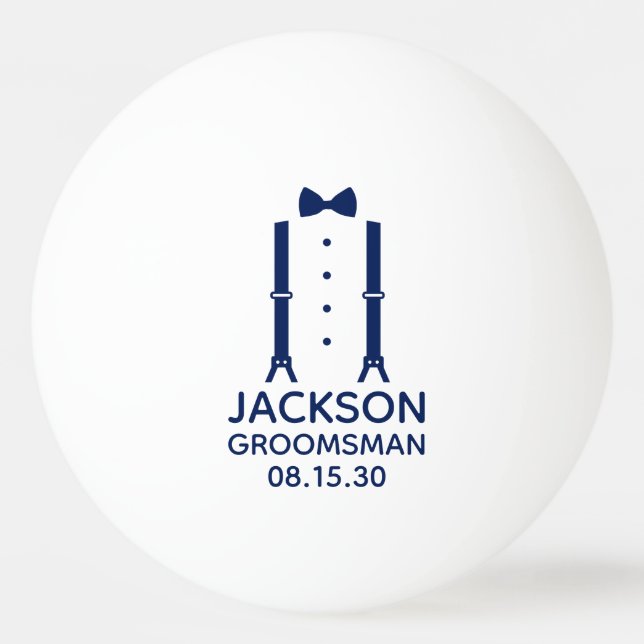 Groomsman Blue Tie Ping Pong Ball (Front)