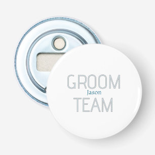 groomsman bold groom team grey blue white bachelor bottle opener