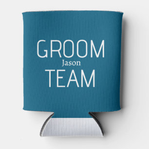 groomsman bold groom team grey blue white bachelor can cooler
