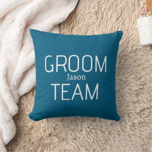 groomsman bold groom team grey blue white bachelor cushion