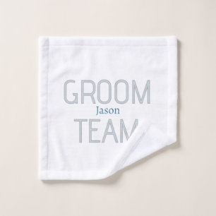 groomsman bold groom team grey blue white bachelor wash cloth
