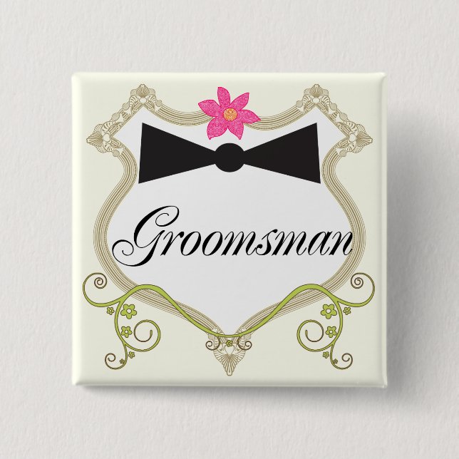 Groomsman Bow Tie Wedding Badges (Front)