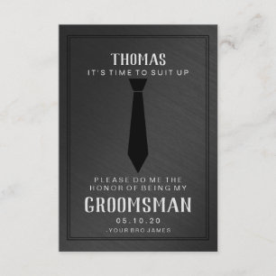 Groomsman Card - Black Tied II Off Black