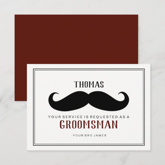 Groomsman Card - Your Stache Wine (Front/Back)