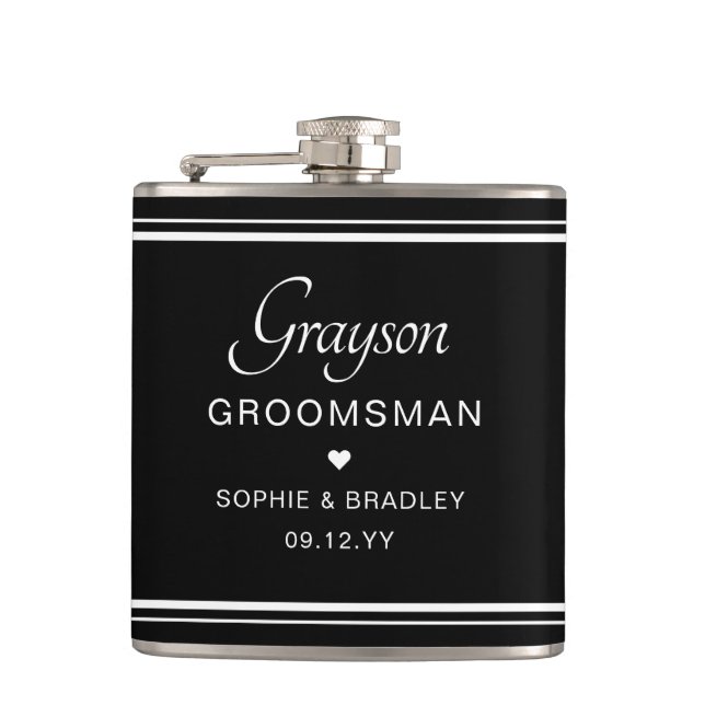 Groomsman Custom Personalised Wedding Party  Hip Flask (Front)