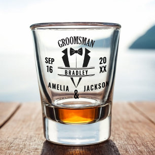 Groomsman Custom Tuxedo Wedding Favor Shot glass