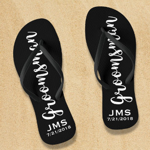 Groomsman Custom Wedding Favour Modern Monogram Jandals