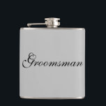 Groomsman Flask<br><div class="desc">Flask for the groomsman is shown in a grey colour with black text. 
Customise this item or buy as is.</div>