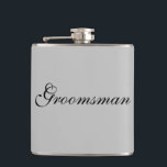 Groomsman Flask<br><div class="desc">Flask for the groomsman is shown in a grey colour with black text.
Customise this item or buy as is.</div>