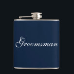 Groomsman Flask<br><div class="desc">Flask for the groomsman is shown in navy blue and white. 
Customise this item or buy as is.</div>
