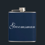Groomsman Flask<br><div class="desc">Flask for the groomsman is shown in navy blue and white.
Customise this item or buy as is.</div>