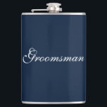 Groomsman Flask<br><div class="desc">Flask for the groomsman is shown in navy blue and white.
Customise this item or buy as is.</div>