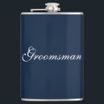 Groomsman Flask<br><div class="desc">Flask for the groomsman is shown in navy blue and white. 
Customise this item or buy as is.</div>