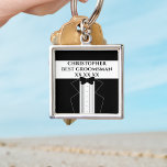 Groomsman Gift Black & White Tuxedo Wedding Favour Key Ring<br><div class="desc">The perfect wedding favour for your Best Groomsman or any member of your bridal party. Just add their name and your wedding date to this premium silver keychain</div>