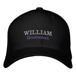 Groomsman Gift Script Name Cool Black Classic  Embroidered Hat