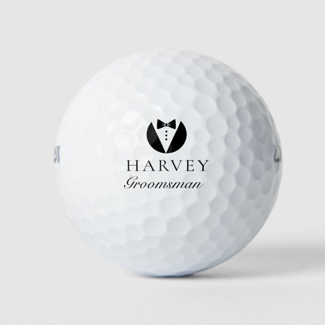 Groomsman Gift Simple Bow Tie Minimal Golf Balls (Front)