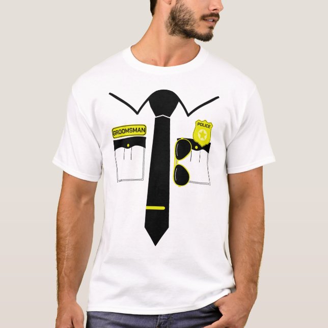 Groomsman Groom Squad Police Dress FBI Funny Gift T-Shirt (Front)