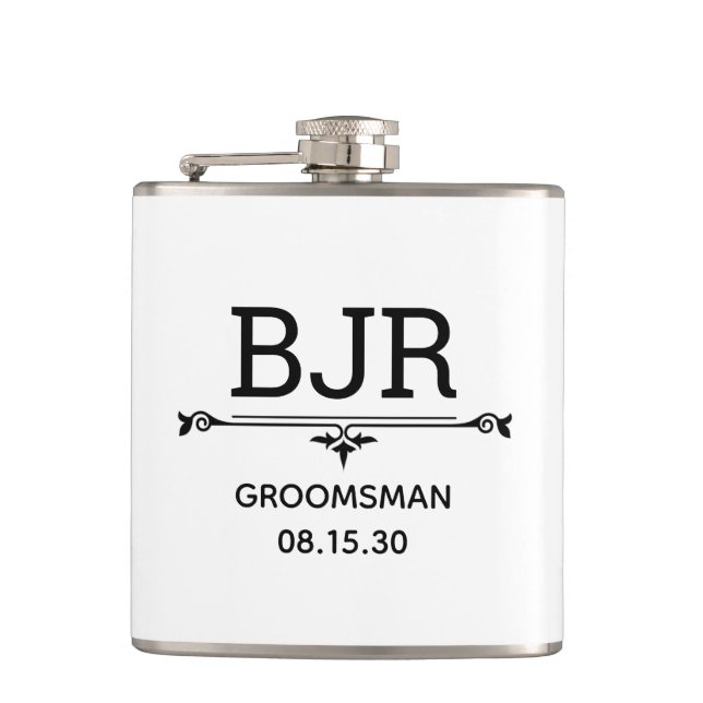 Groomsman Initials Hip Flask (Front)