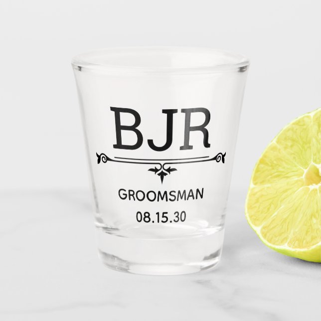 Groomsman Initials Shot Glass (Front)