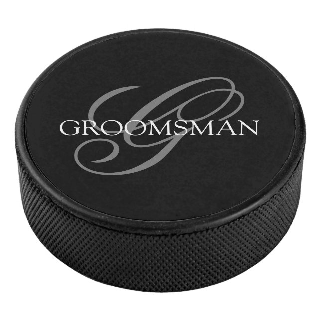 Groomsman Monogram Hockey Puck (3/4)