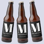 Groomsman Monogram Name Black Beer Bottle Label<br><div class="desc">Modern typography minimalist monogram name design in white on black,  which can be changed to personalise. Perfect for thanking your Groomsman or Best Man for all their help and support in making your wedding amazing.</div>