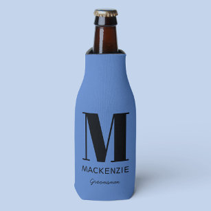 Groomsman Monogram Name Blue Bottle Cooler