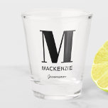 Groomsman Monogram Name Shot Glass<br><div class="desc">Modern typography minimalist monogram name design which can be changed to personalise. Perfect for thanking your Groomsman for all their help and support in making your wedding amazing.</div>