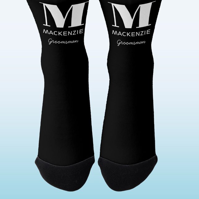 Groomsman Monogram Name Socks (Modern monogram initial personalized fun groomsman wedding socks)