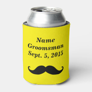 Groomsman Moustache Hat and Suit Can Cooler