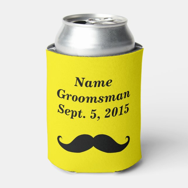 Groomsman Moustache Hat and Suit Can Cooler (Can Front)