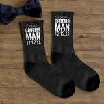 Groomsman Name Black Wedding Socks<br><div class="desc">Groomsmen always need new socks for your wedding. Just add his name and your wedding date</div>