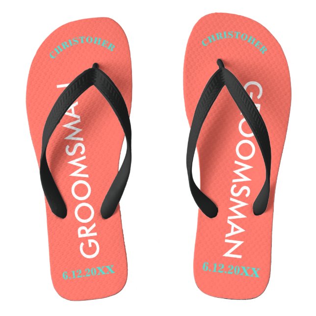 Groomsman NAME Coral Jandals (Footbed)