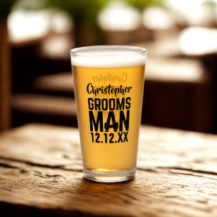 Groomsman Name Wedding Favour Beer Glass