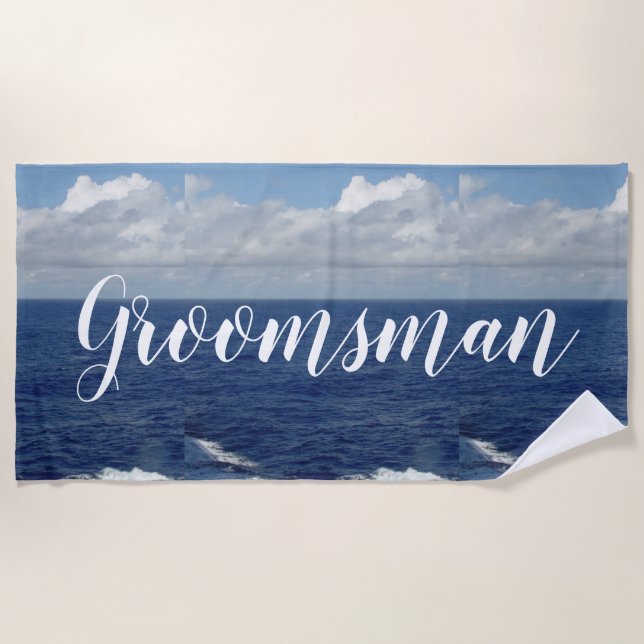 Groomsman Ocean Waves Beach Towel (Front)
