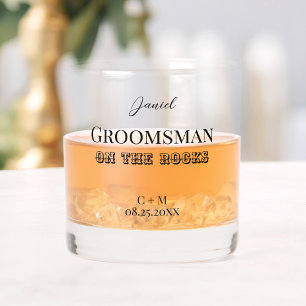 Groomsman on the rocks proposal whiskey glass