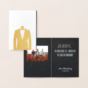 Groomsman or Best Man Proposal Invitation Gold