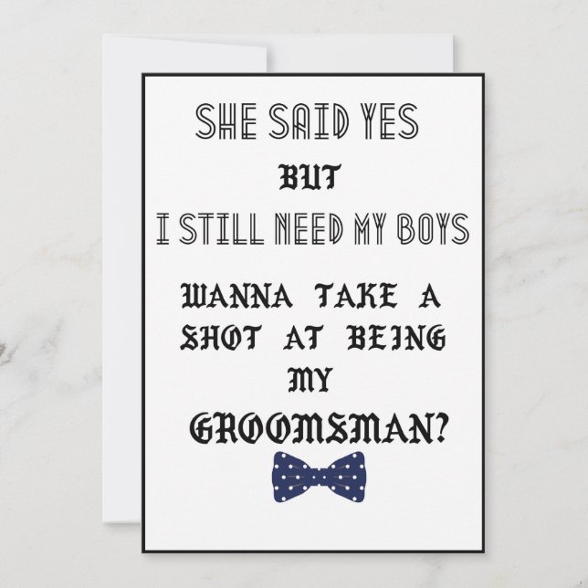 Groomsman or Best Man Proposal Wedding Invitation (Front)