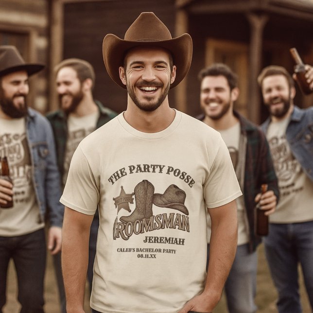 Groomsman Party Posse Cowboy Bachelor Party T-Shirt (Creator Uploaded)