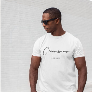 Groomsman Personalised Chic Minimalist Wedding T-Shirt