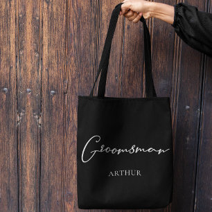 Groomsman Personalised Chic Minimalist Wedding Tote Bag